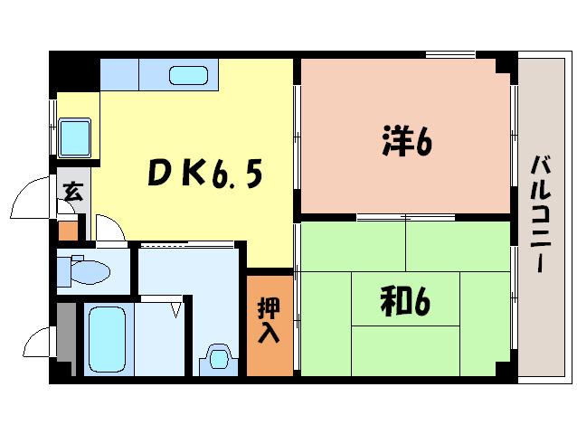 フェリーチェ大沢(2DK/2階)の間取り写真