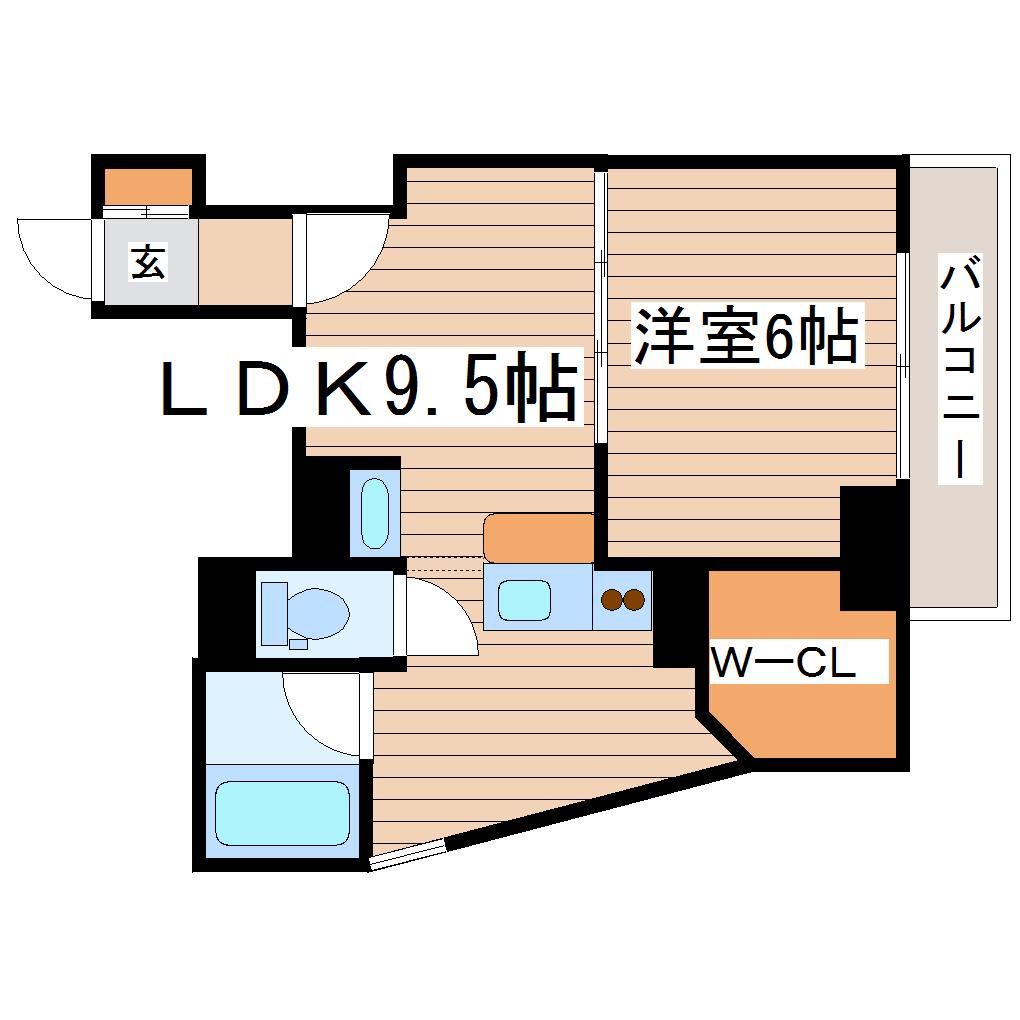 平和マンション北仙台(1LDK/6階)の間取り写真