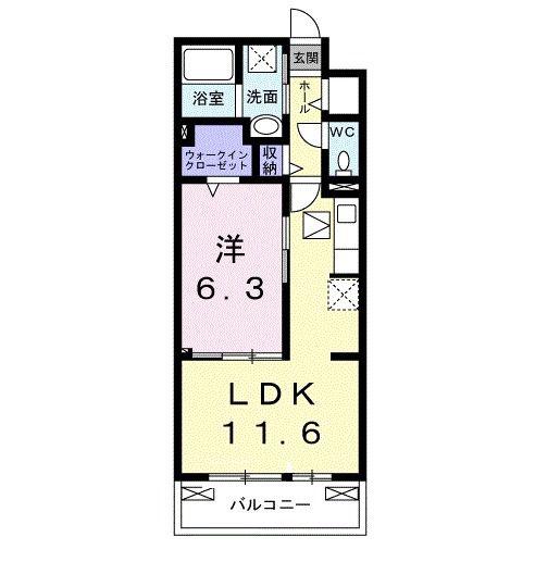 ユウアイグランデ 神立(1LDK/1階)の間取り写真