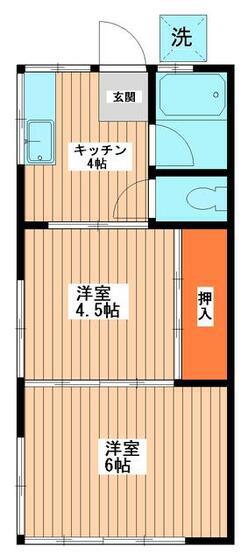 コーポ永戸(2K/2階)の間取り写真