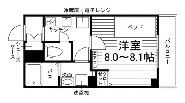 千葉矢作町学生マンション(ワンルーム/2階)の間取り写真
