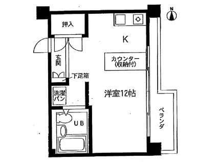 シャトーウィスタリヤ(ワンルーム/3階)の間取り写真