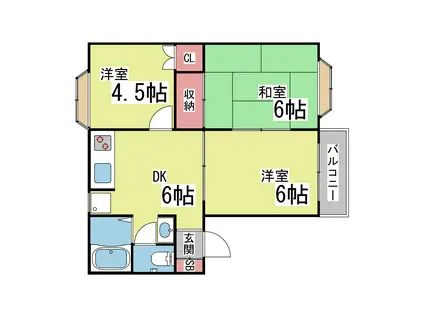 上野通ハイツ(3DK/2階)の間取り写真