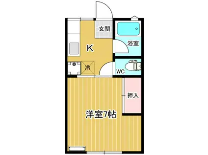 やまとD(1K/1階)の間取り写真