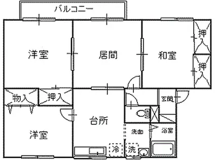パークヒルズ根城(4DK/2階)の間取り写真