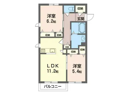 プルマージュ(2LDK/2階)の間取り写真