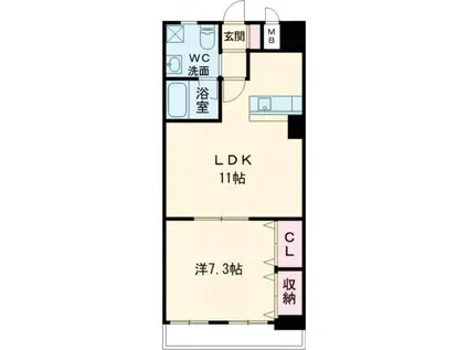 カレントI(1LDK/4階)の間取り写真
