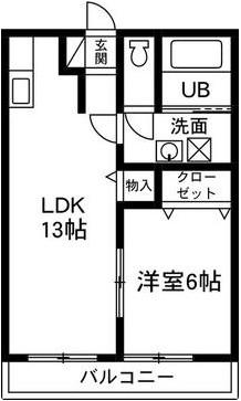 ニューハイツ藤(1LDK/1階)の間取り写真