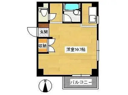 カーサ水前寺(ワンルーム/3階)の間取り写真