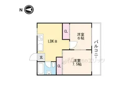 山崎第7マンション(2DK/5階)の間取り写真
