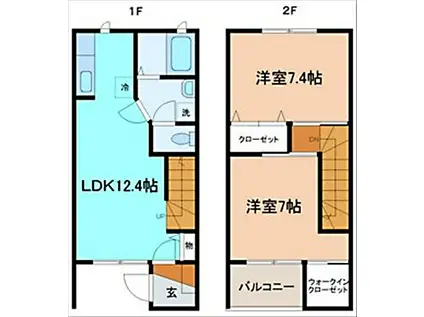 ラフローラA棟(2LDK/1階)の間取り写真