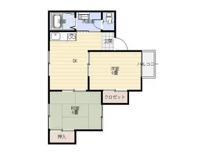 メゾン・サンレイク C棟(2DK/1階)の間取り写真