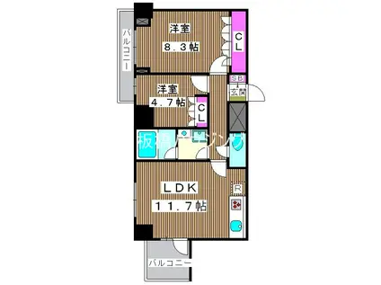 セジョリ板橋桜通(1SLDK/2階)の間取り写真