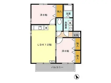 ベルテC(2LDK/2階)の間取り写真