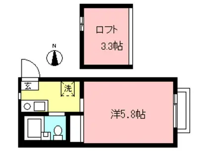 ルーブル国領(1K/1階)の間取り写真