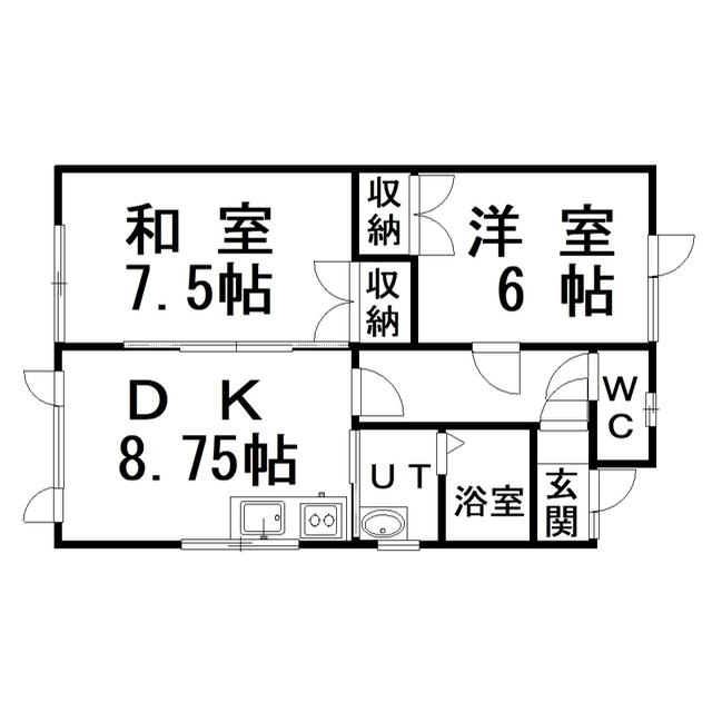 メゾン小間(2DK/2階)の間取り写真