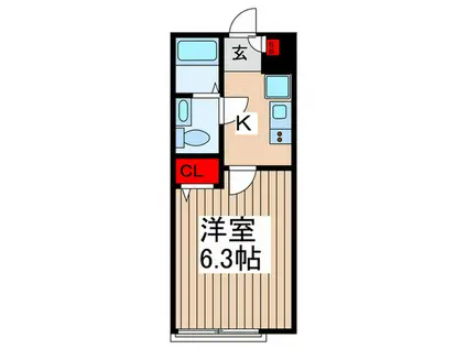 プラト-松戸戸定(1K/1階)の間取り写真