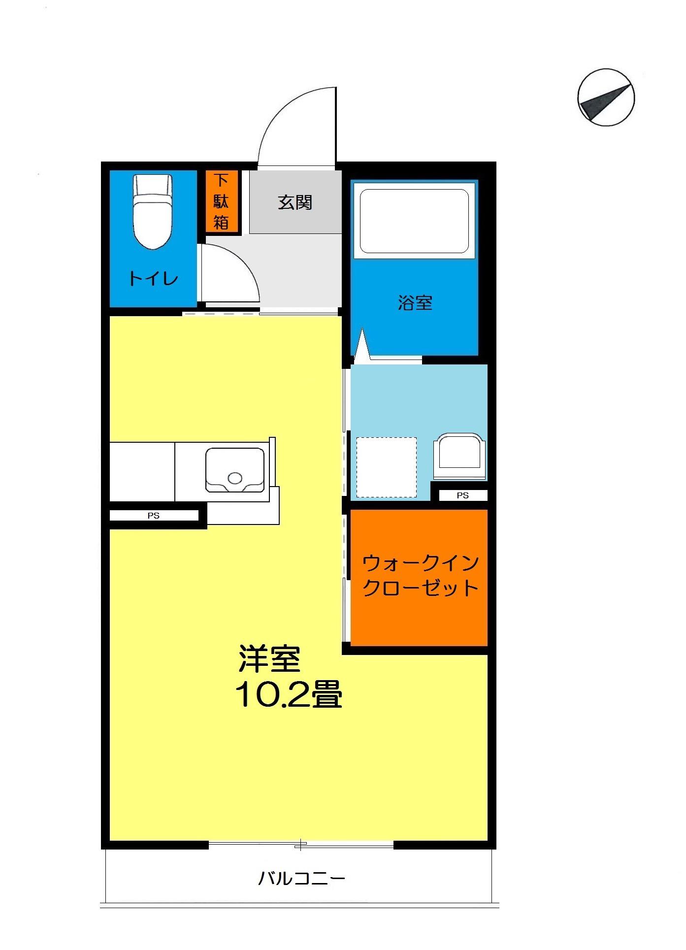 ドミール橋本(1K/2階)の間取り写真