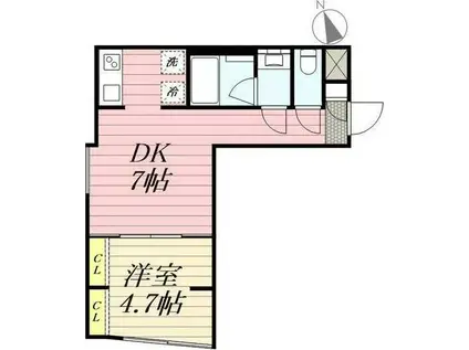 PASEO代々木上原II(1DK/4階)の間取り写真