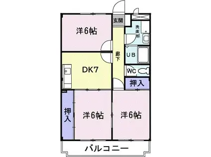 サニーヒルオオツキ(3DK/2階)の間取り写真