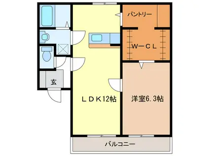 ホワイトピア米津(1SLDK/1階)の間取り写真