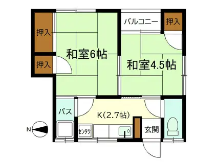 松本コーポ(2K/2階)の間取り写真