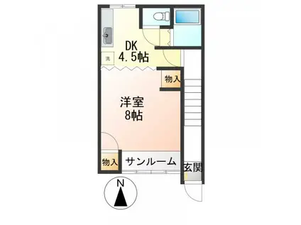 ピュアイン21(1DK/2階)の間取り写真