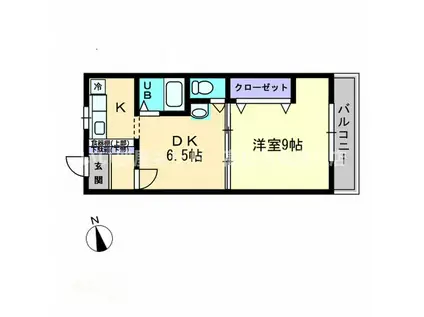 宮脇第8マンション(1DK/4階)の間取り写真