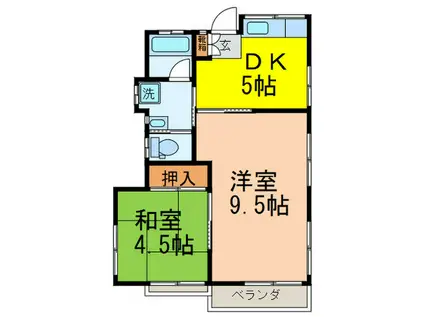 関町コーポ(2DK/2階)の間取り写真