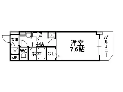 エコロジー宝塚レジデンス(1K/11階)の間取り写真