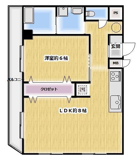 エミネンス白楽(1LDK/6階)の間取り写真