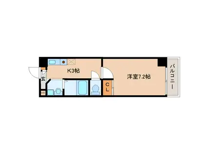 インペリアル奈良大宮(1K/7階)の間取り写真