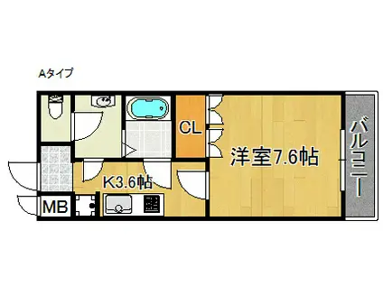 ラ・メールAKAI(1K/1階)の間取り写真
