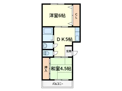 清和幸マンションA棟(2DK/4階)の間取り写真