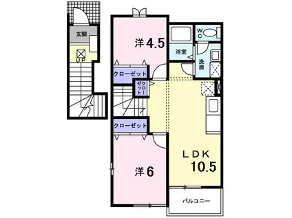 フィオーレ・I(2LDK/2階)の間取り写真