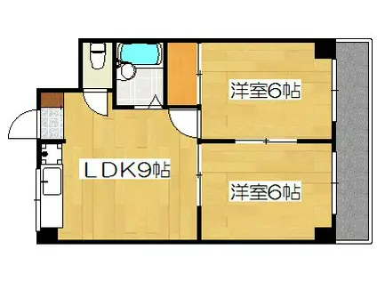 サンライズ日本(2LDK/2階)の間取り写真