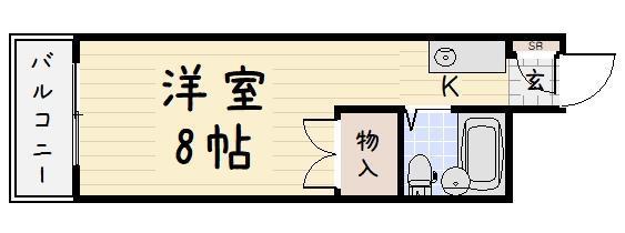 ロイヤル葉山(ワンルーム/4階)の間取り写真