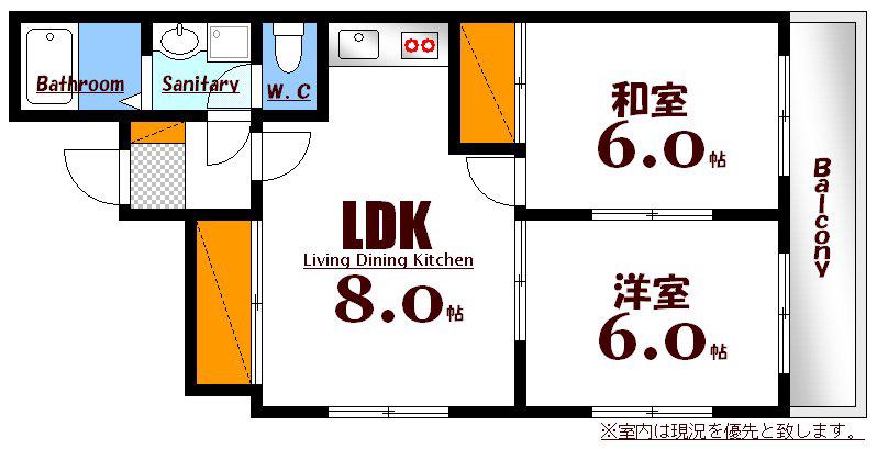 MARUYA BLDG.3(2LDK/5階)の間取り写真