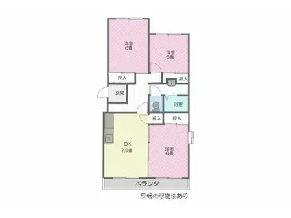 アメニティ飯野(2LDK/3階)の間取り写真