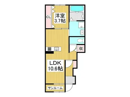 グランメゾン山崎II(1LDK/1階)の間取り写真