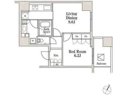 ラサンテ一番町(1LDK/2階)の間取り写真