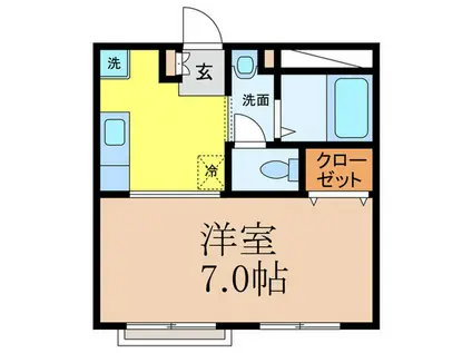 ボヌール・ジュハイ(ワンルーム/1階)の間取り写真