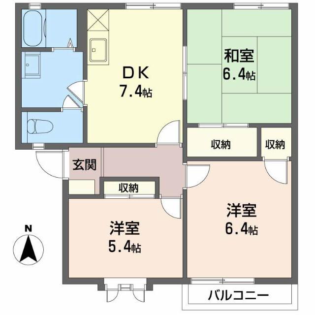 セントレージ三本柳 N(3DK/1階)の間取り写真