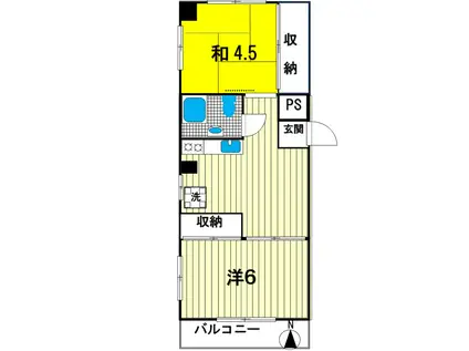 サイトウハウス(2DK/4階)の間取り写真