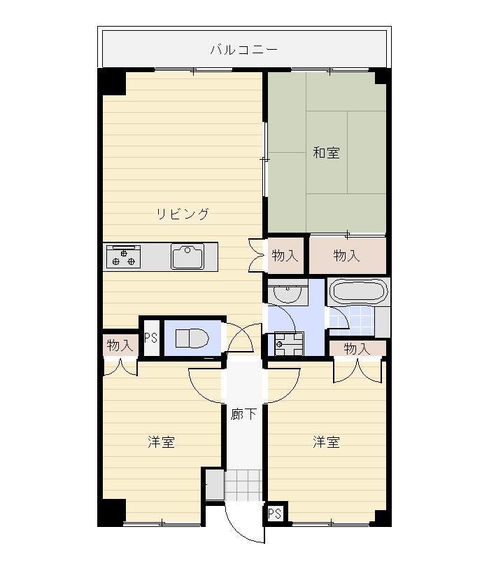 メゾンドール今治(3LDK/5階)の間取り写真