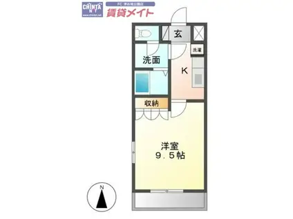 グレートピレニーズII(1K/1階)の間取り写真