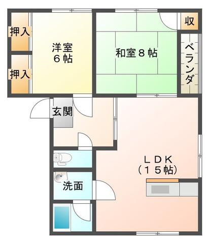 レジデンス工藤2号(2LDK/2階)の間取り写真