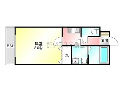 ラトゥール感田(1K/1階)の間取り写真