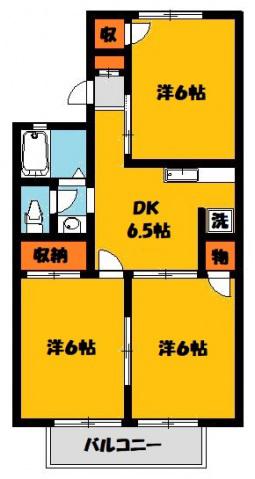 パークサイド安野(3DK/2階)の間取り写真
