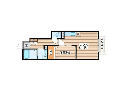 FJ小田原(1LDK/1階)の間取り写真
